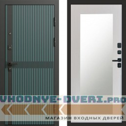 Входная дверь ГРАУНД Velutto Verde Бетон Зеркало Триумф лиственница белая